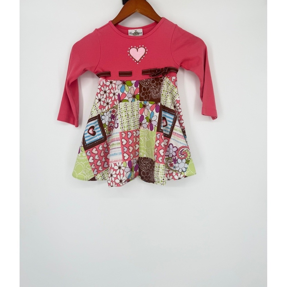 Rare Editions Girls Dress 5 Patchwork Boutique Whimsical Valentine‎ Hearts Retro